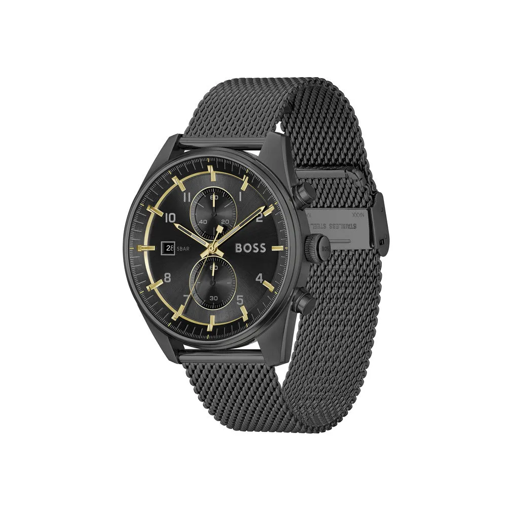 Men Skytraveller Black Sunray 44mm Watch