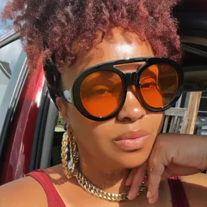 Nova Large Round Orange Lens Sunglasses