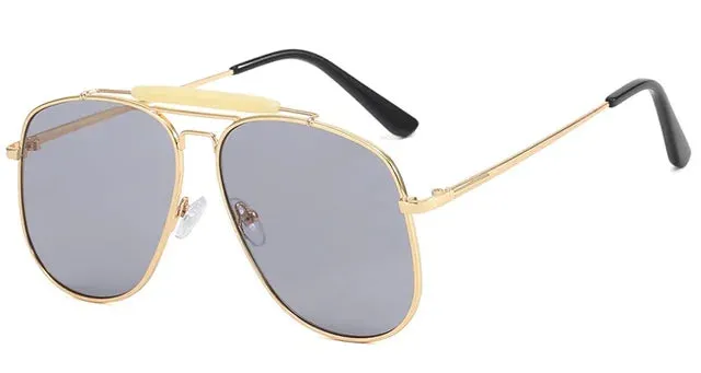 Pre Order:  Metal Frame Double Bridge Oversize Sunglasses