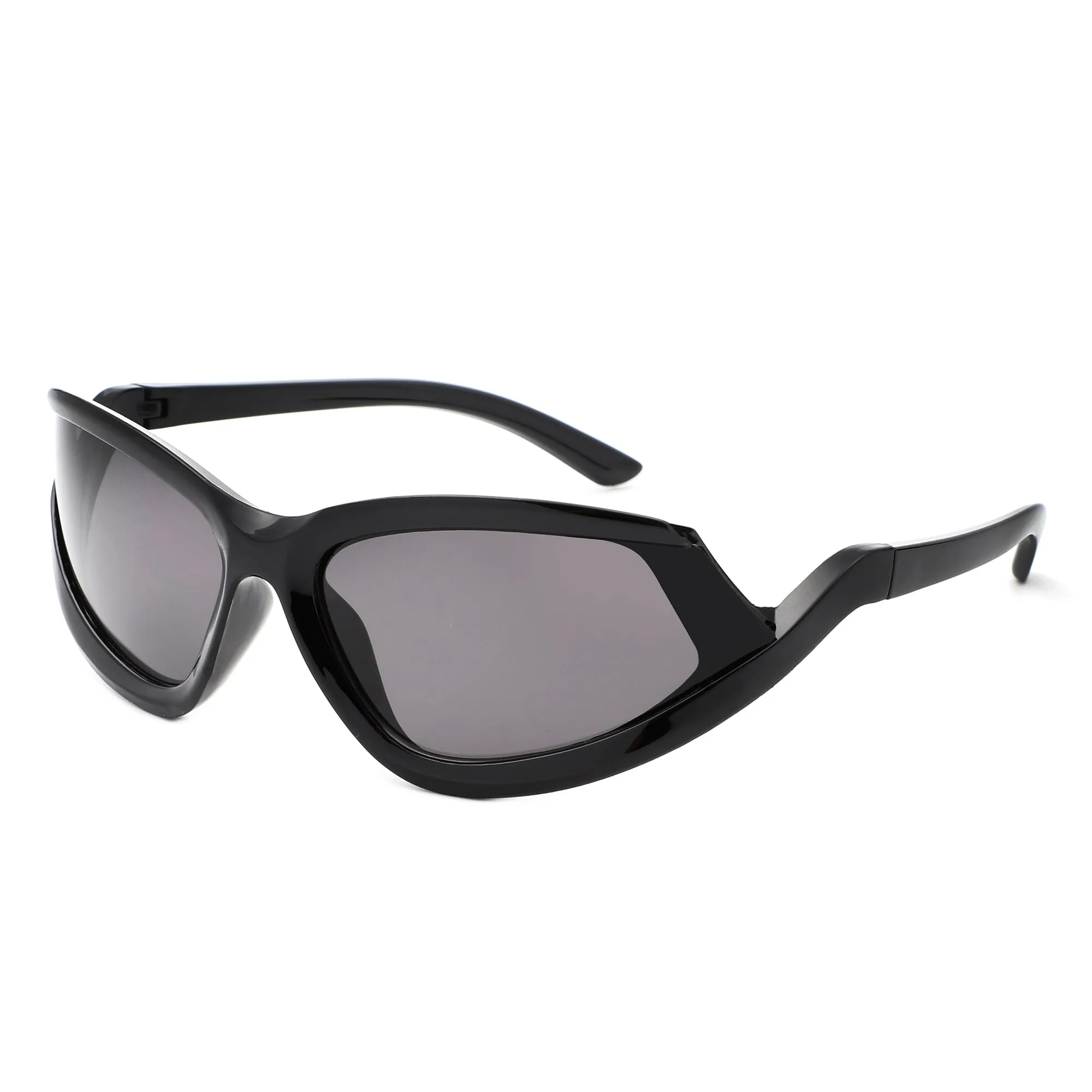 Quanta - Sporty Geometric Rectangle Wrap-Around  Sunglasses