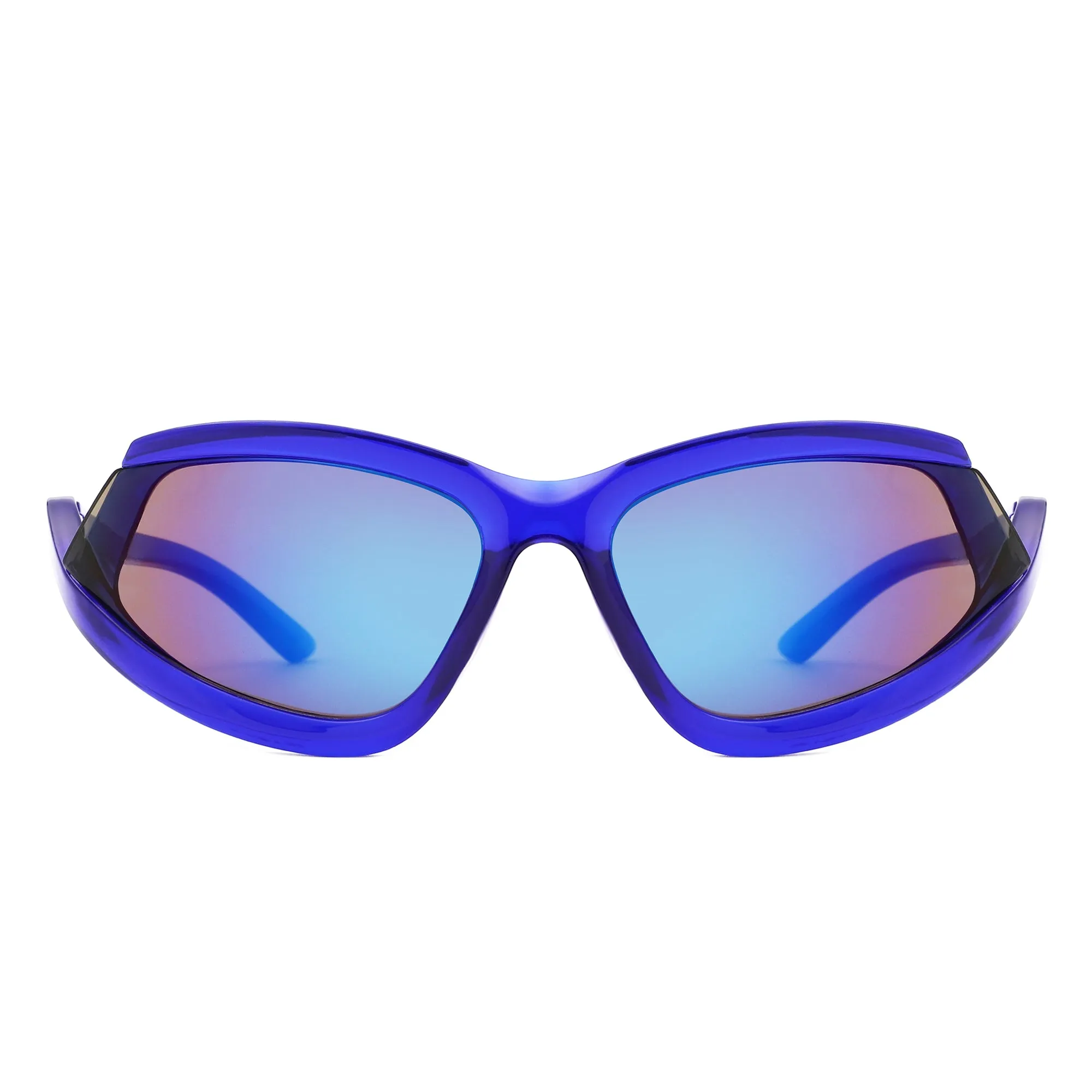 Quanta - Sporty Geometric Rectangle Wrap-Around  Sunglasses