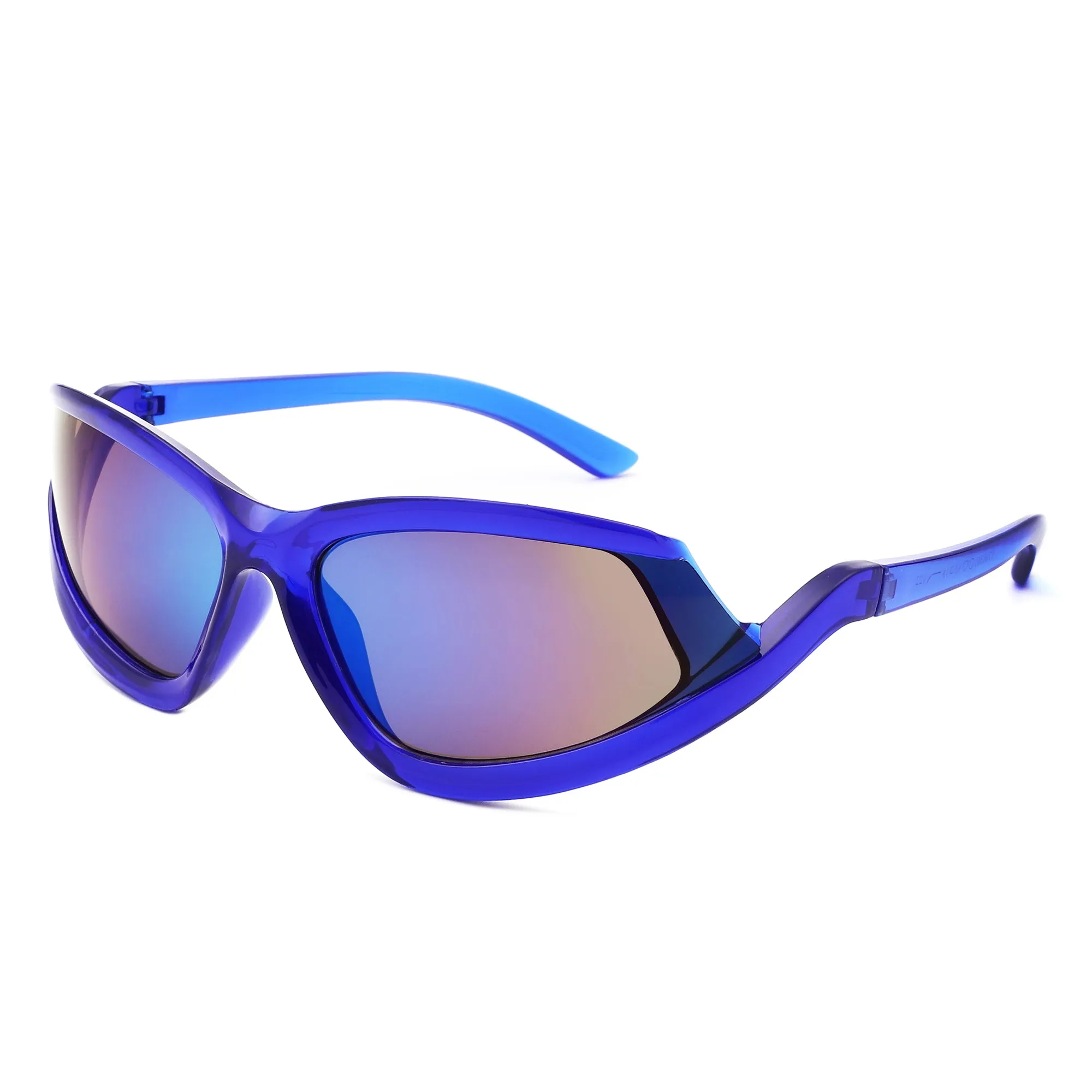 Quanta - Sporty Geometric Rectangle Wrap-Around  Sunglasses