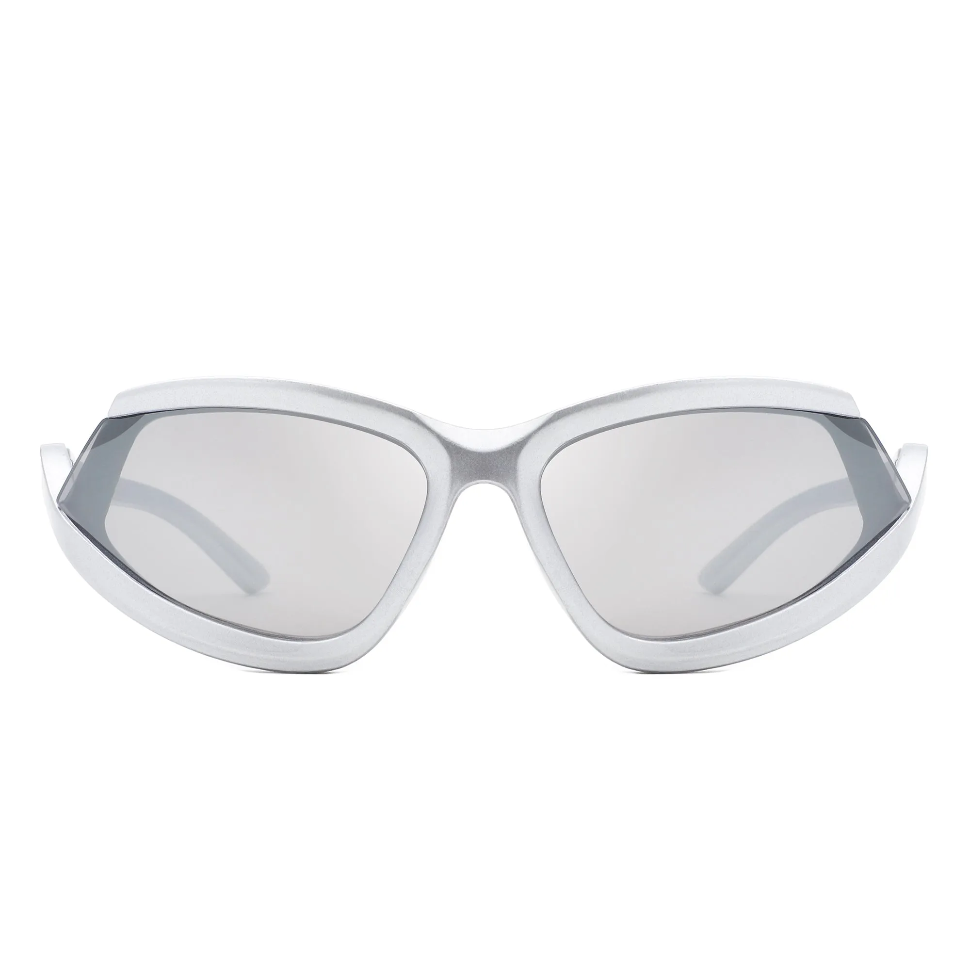 Quanta - Sporty Geometric Rectangle Wrap-Around  Sunglasses