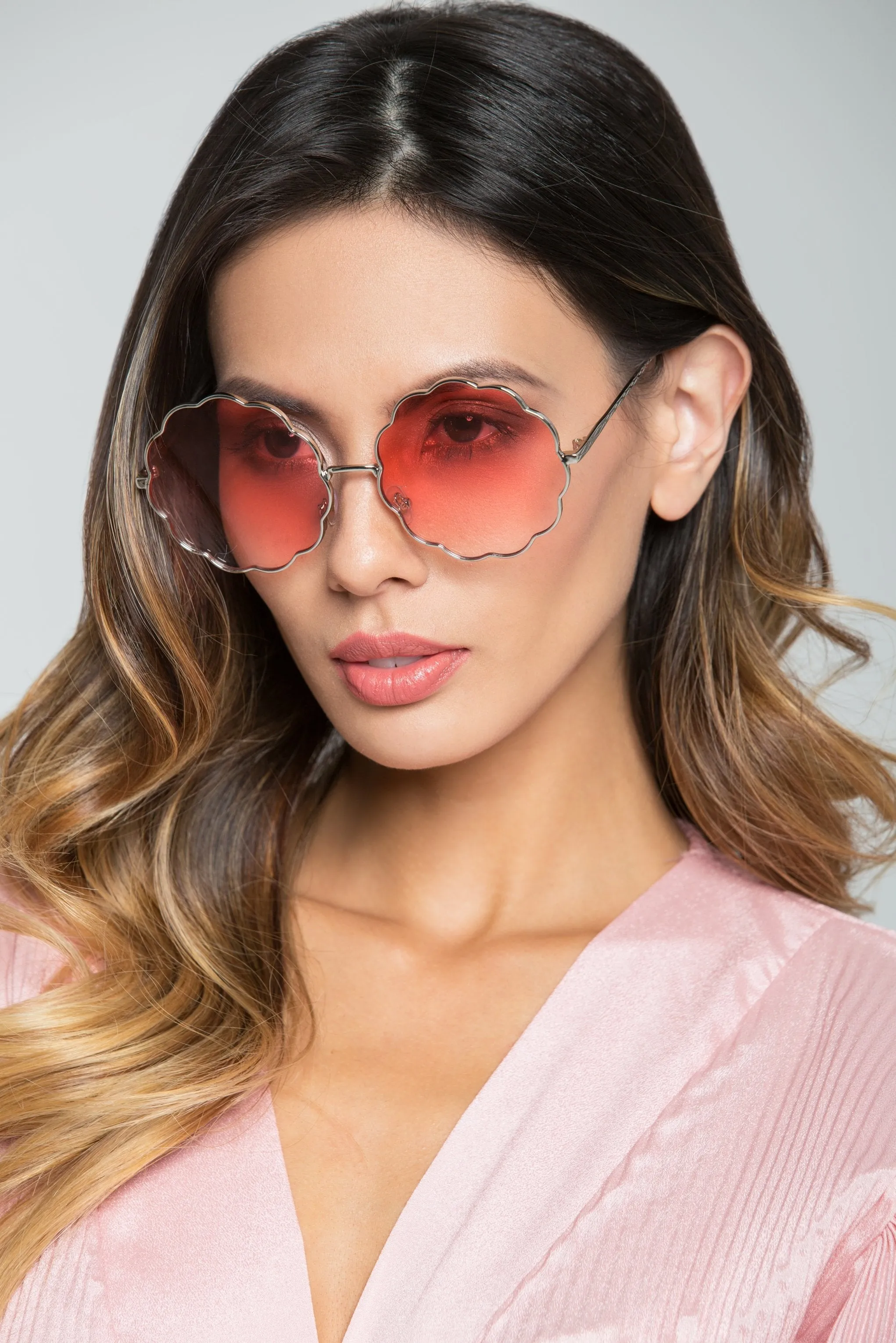 Red Scallop Rim Sunglasses