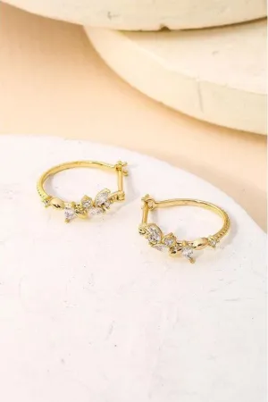 Rhinestone Leaf Hoop Earring