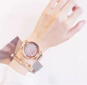 Rose Gold Diamond Star Wrist Watch