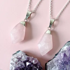 Rose Quartz Raindrop Necklaces