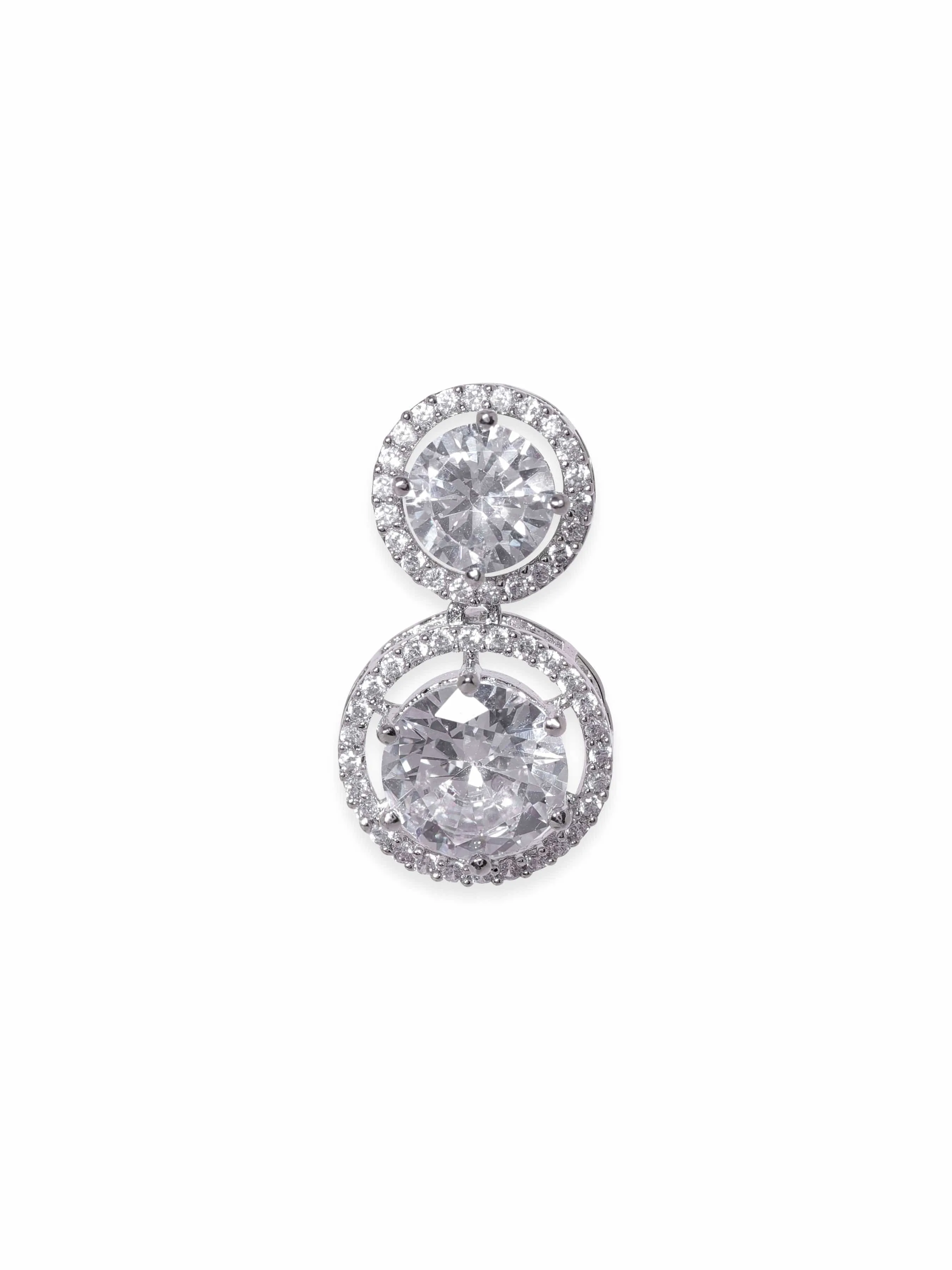 Rubans Rhodium Plated Crystal Zirconia Classic Drop Earring