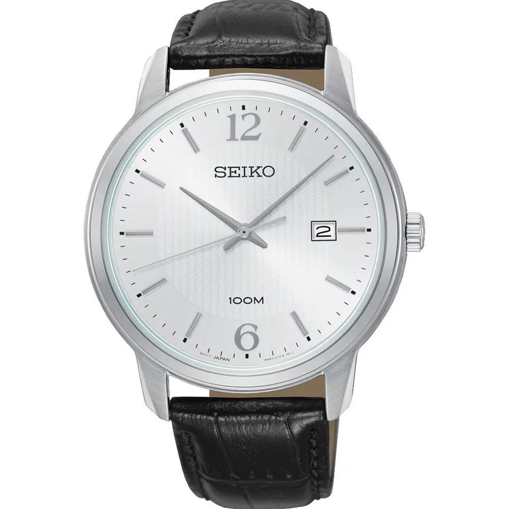 Seiko SUR265P Black Leather Mens Watch