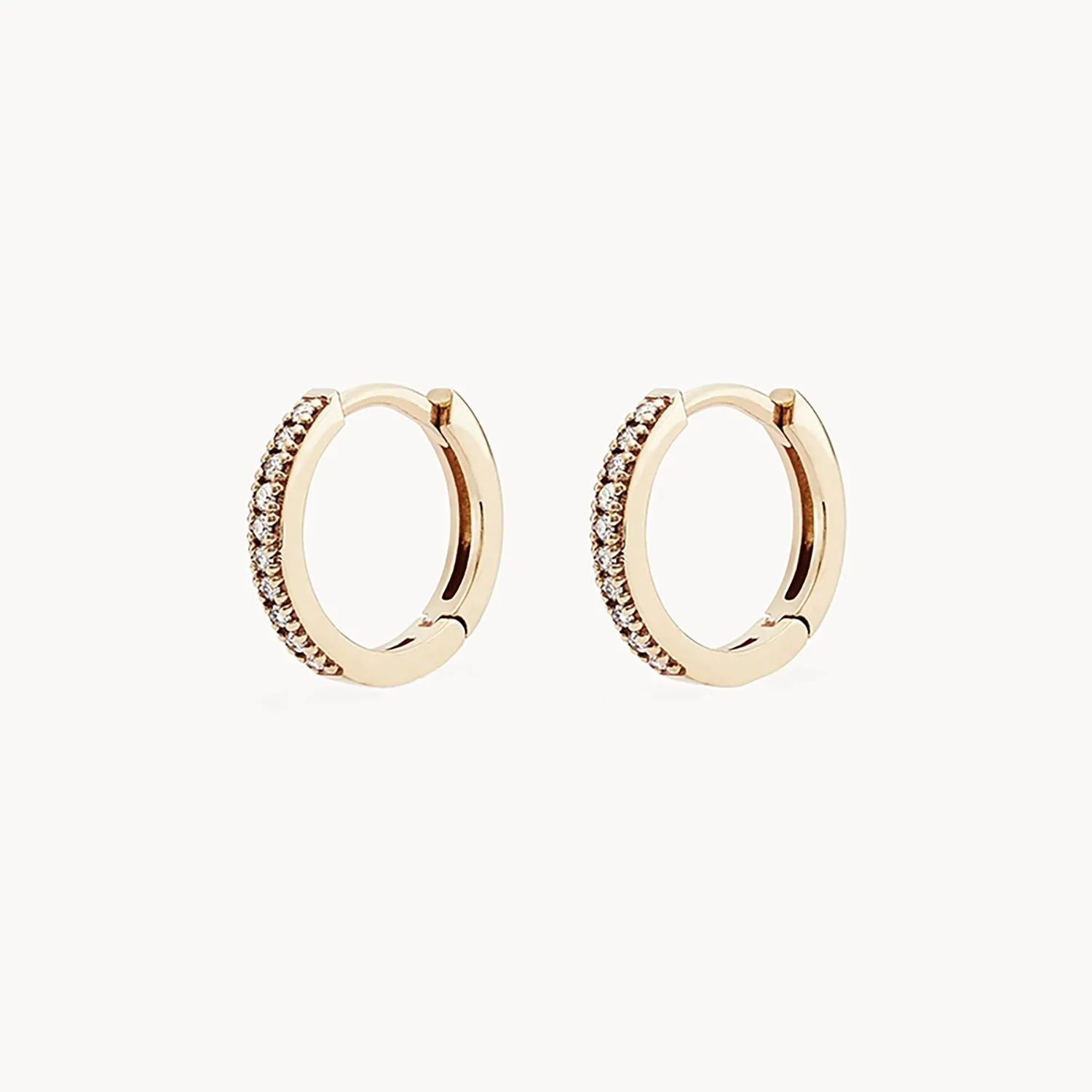 shine on hoop earring - 14k yellow gold, white diamond