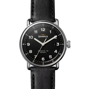 Shinola Canfield Model C56 43MM Black Dial Black Aniline Leather Watch S0120266180