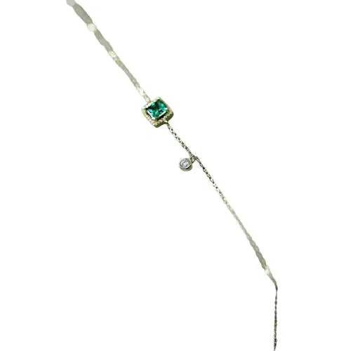 Simple Emerald Crystal Silver Chain Bracelet