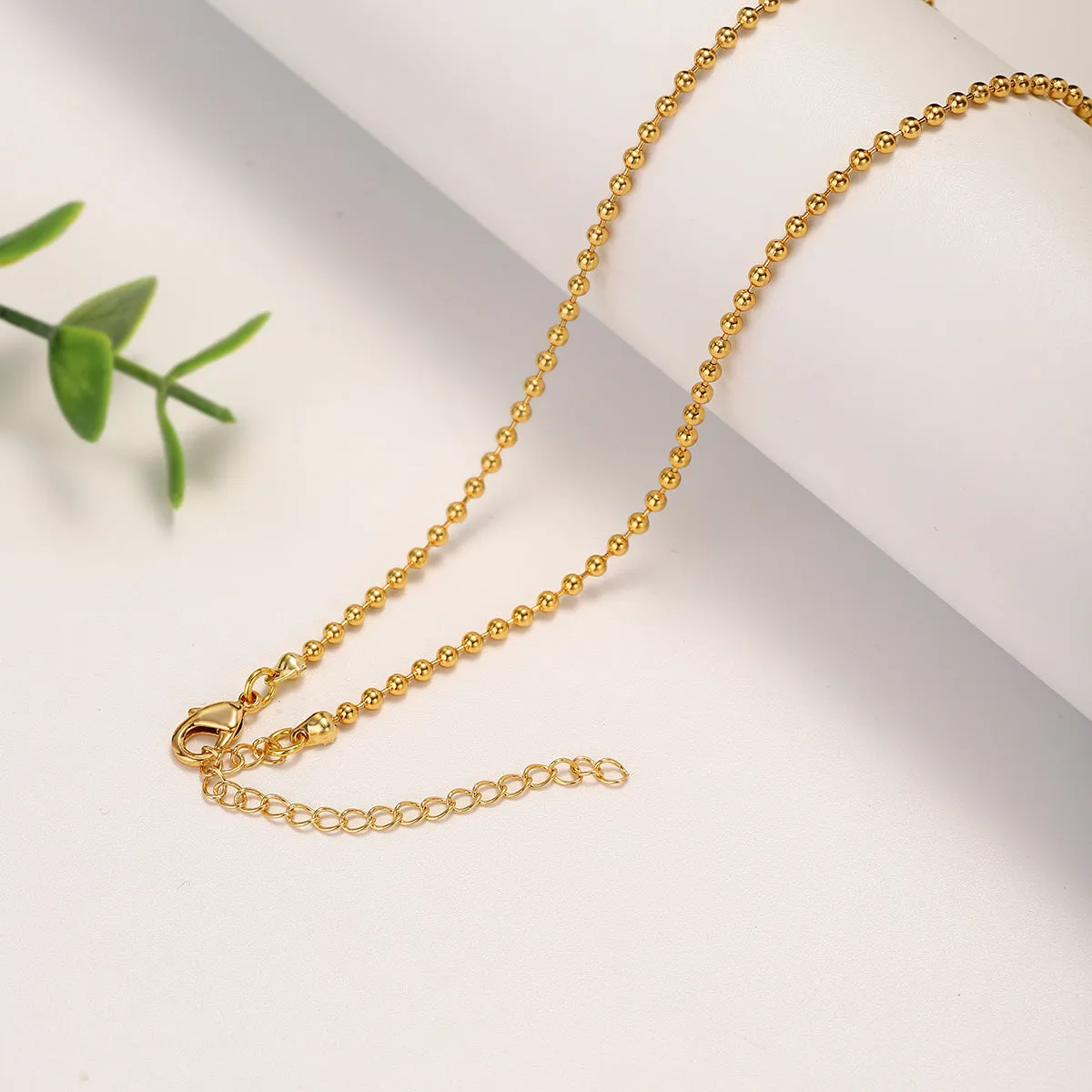 Simple Gold Little Ball Link Necklace