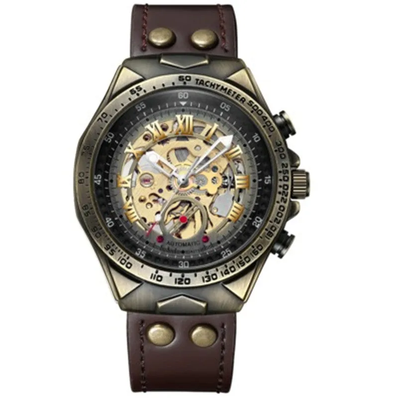 Steampunk Mechanical Retro Leather Men Watches