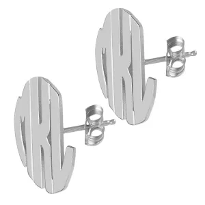 Sterling Silver Block Monogram Stud Earrings