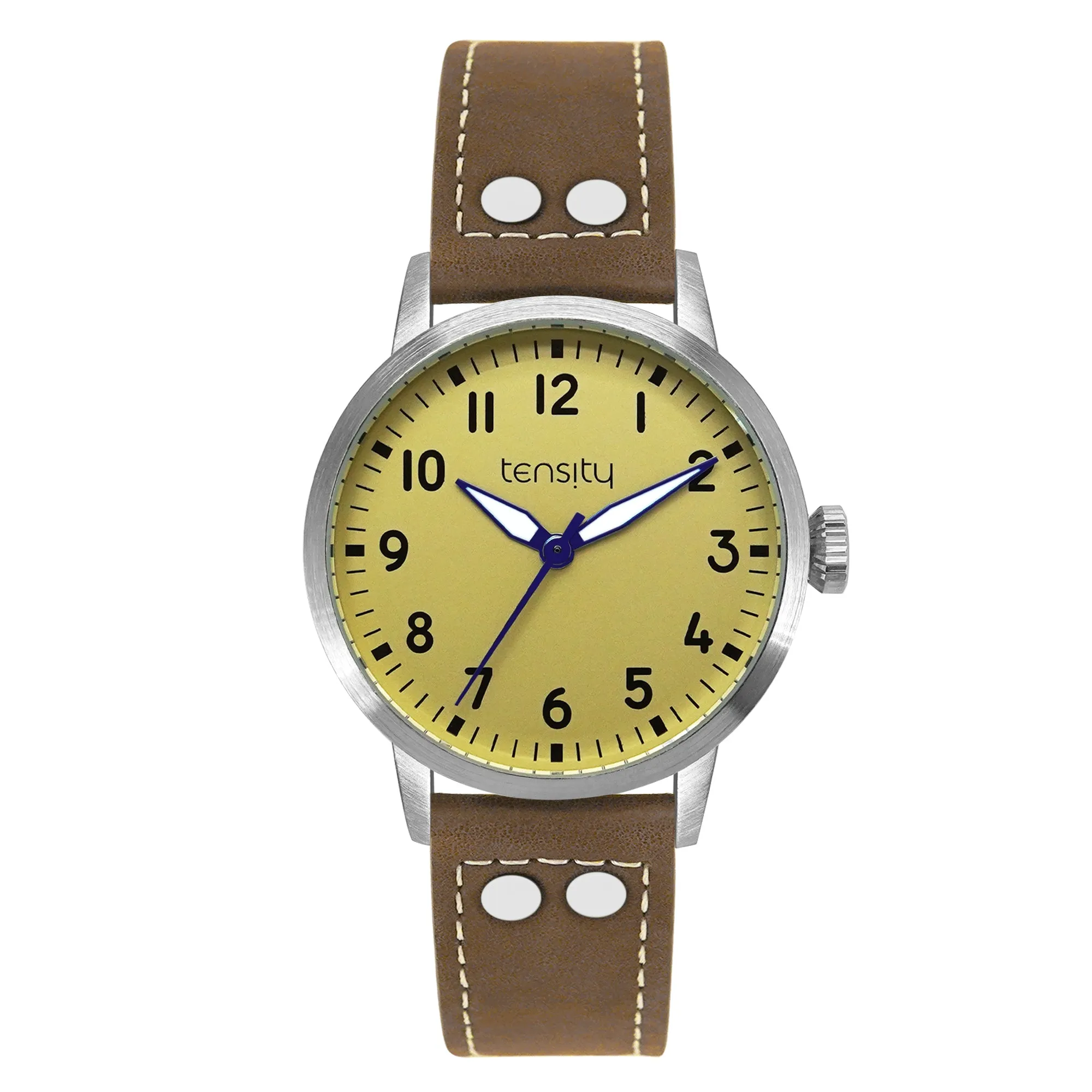 Tensity Leather Round Brown Dial Brown Band Watch