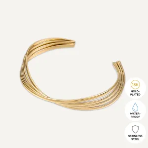 Vibes | Wavy Elegance Open Bracelet | 18K Gold-Plated