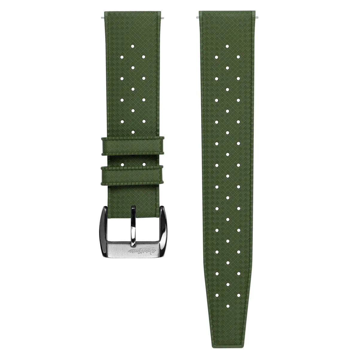 WatchGecko Vintage Tropical Style FKM Rubber Watch Strap - Green