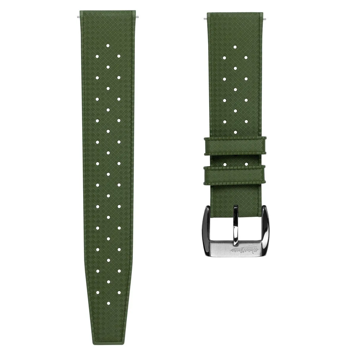 WatchGecko Vintage Tropical Style FKM Rubber Watch Strap - Green