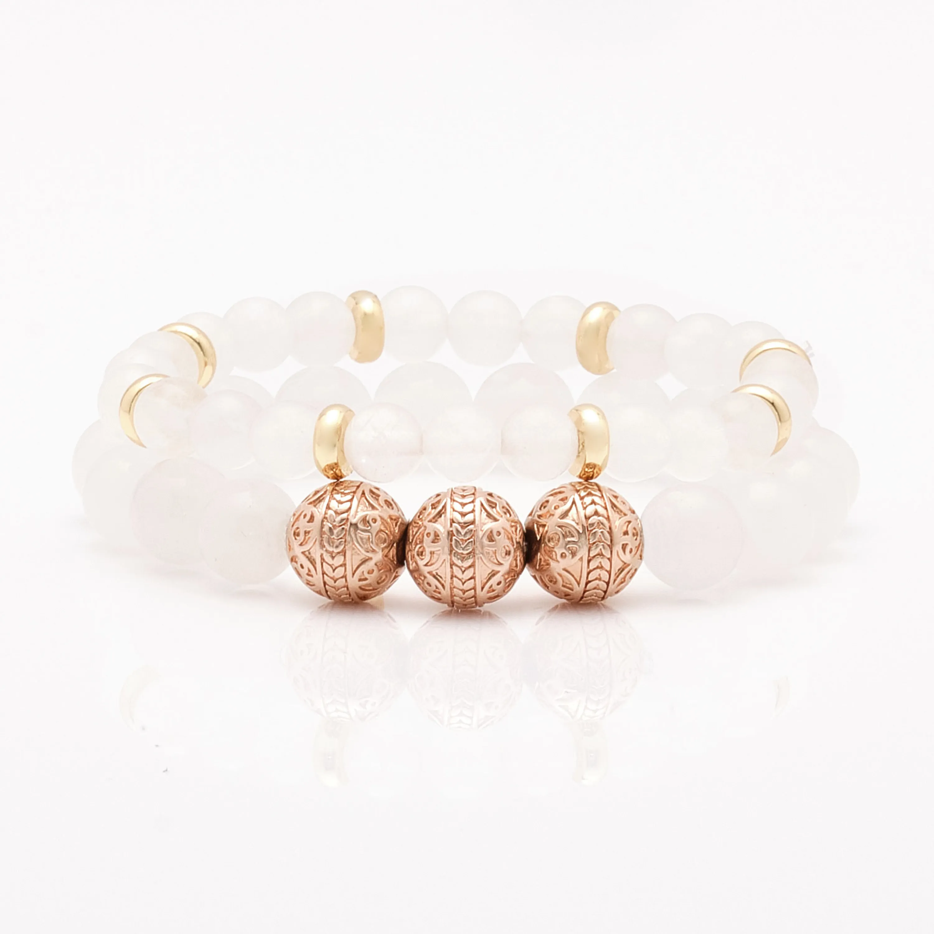 White Jade Rose Gold Bracelet with White Jade Bracelet