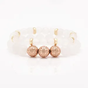 White Jade Rose Gold Bracelet with White Jade Bracelet